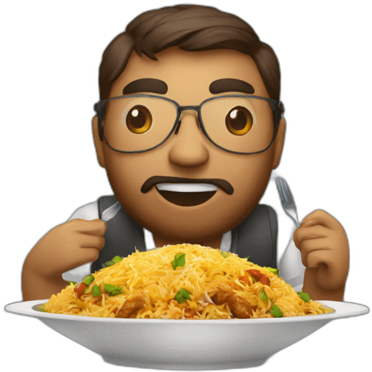 techie coding & eating biryani emoji