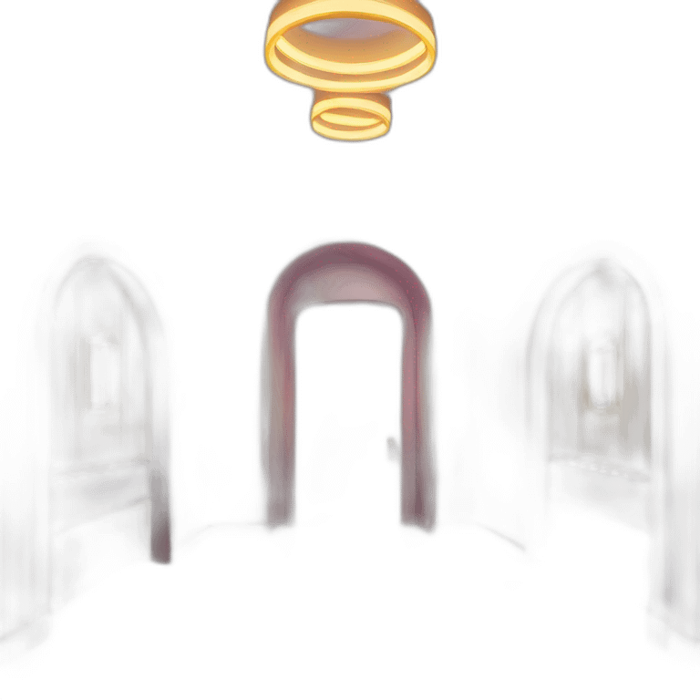 Bar entrance with 3 LED arcs from larger to smaller leading down the hall inside  emoji