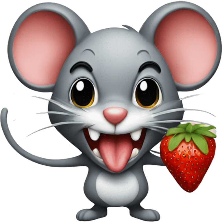 Mad mouse eat strawberry emoji