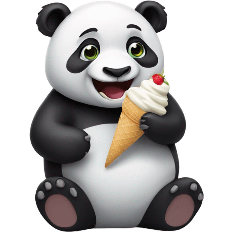 Panda eating ice cream emoji