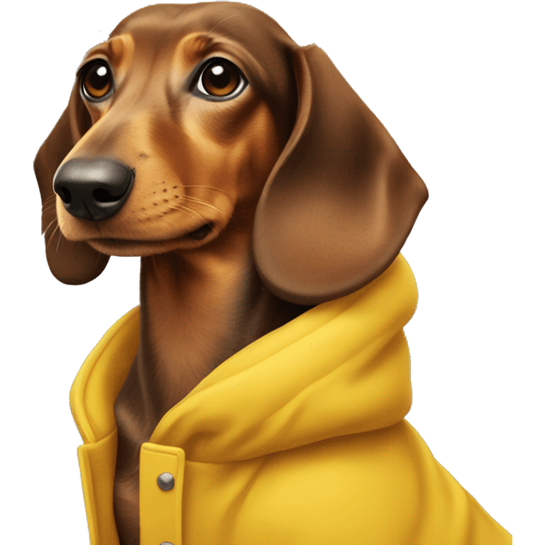 dachshund in a yellow coat emoji