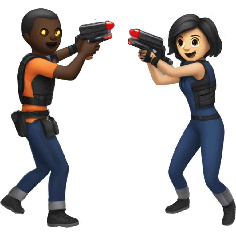 2 people playing laser tag emoji