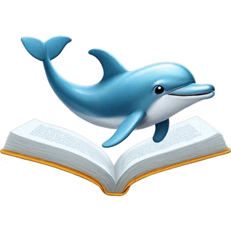 dolphin reading book emoji