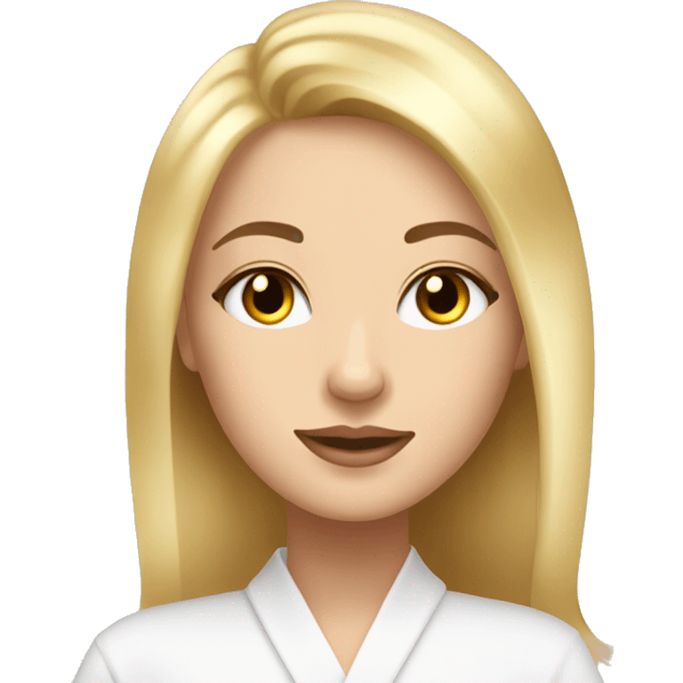 Create a girl with blonde beautiful hair and hazel eyes doing skincare and spa emoji