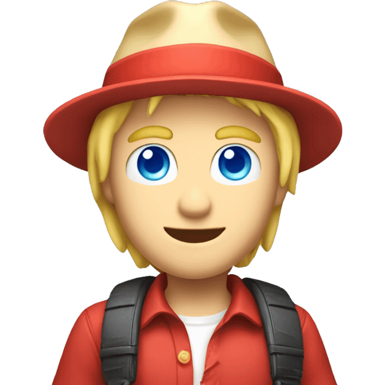 blond guy with blue eyes and hat red playing video games manette  nintendo emoji