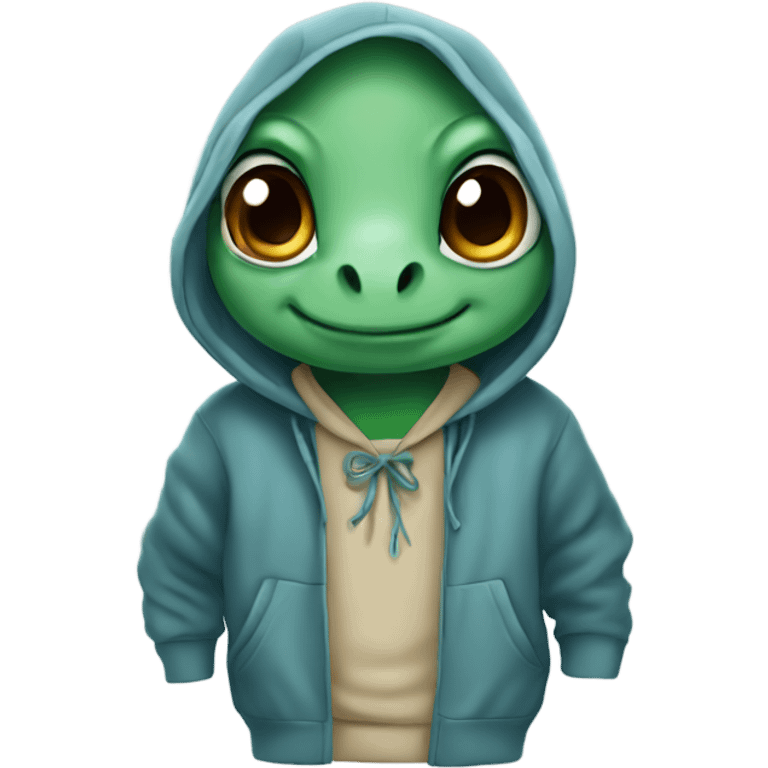 Turtle blue eyes wearing hoody emoji