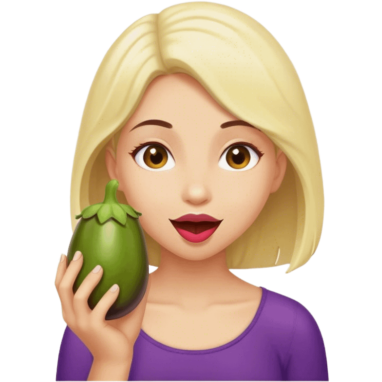 girl eating eggplant emoji