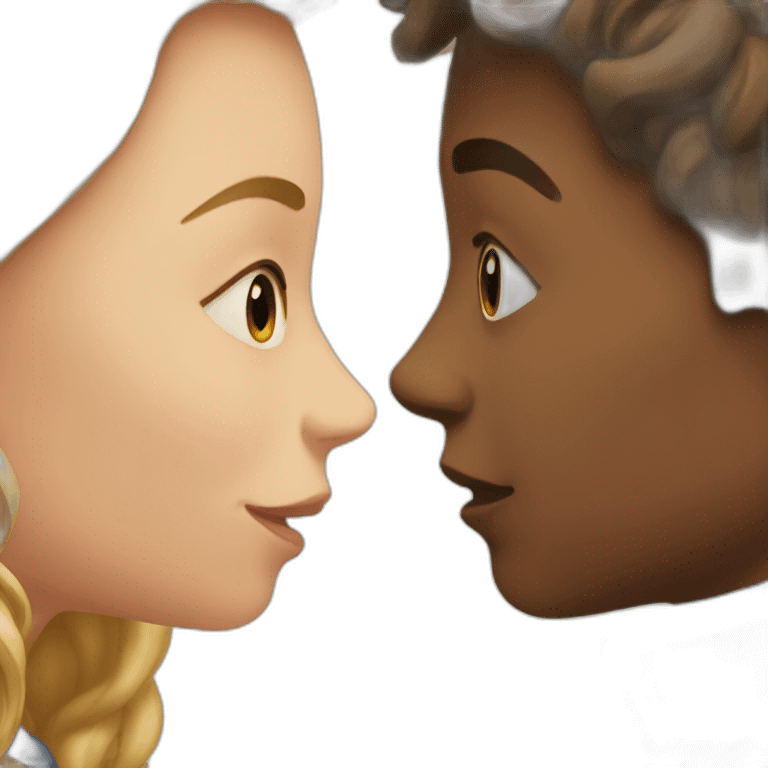 a girl and a boy touch their noses emoji