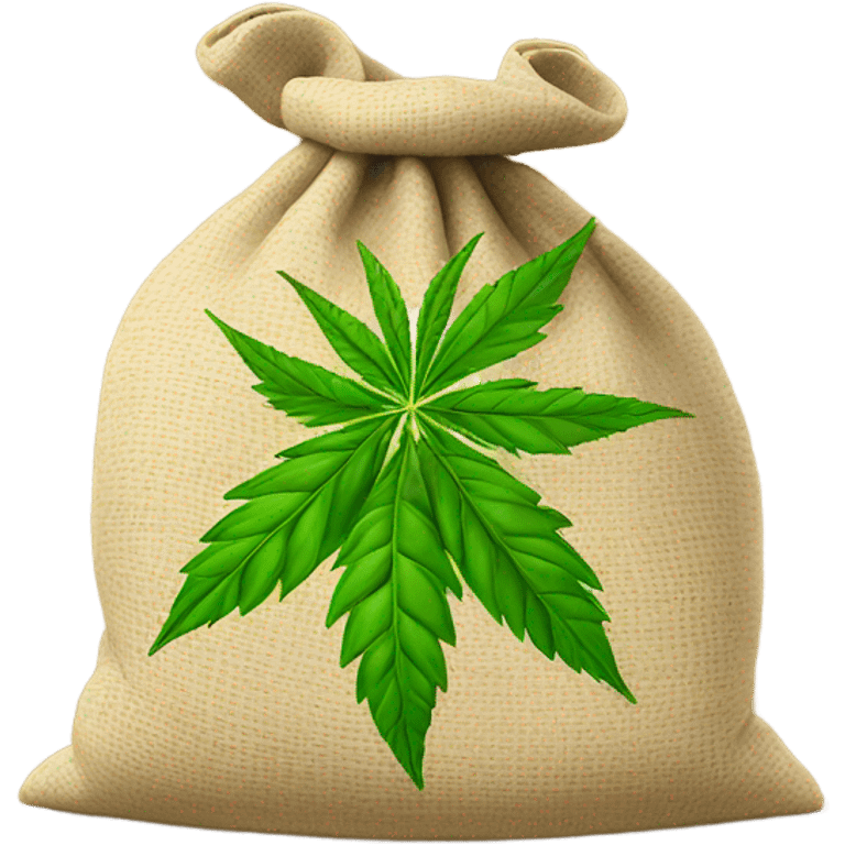 bag of green hemp leafs emoji