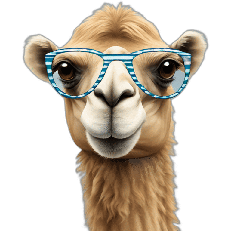 bactrian camel wearing striped glasses emoji