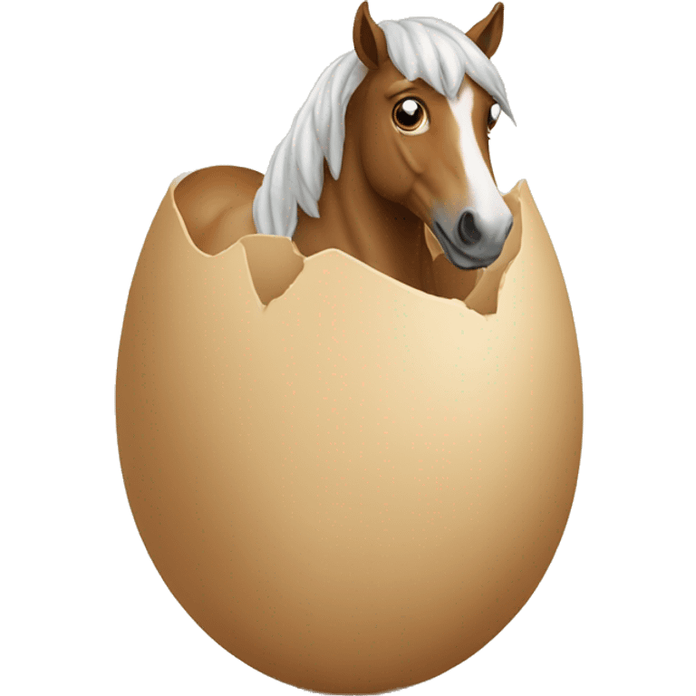 horse sitting on a large beige egg emoji