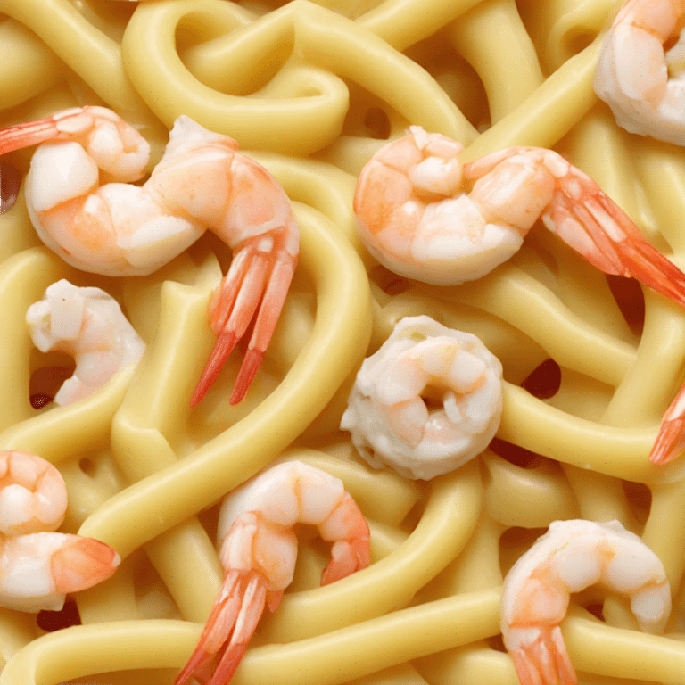 Creamy Alfredo pasta with shrimp and chicken emoji