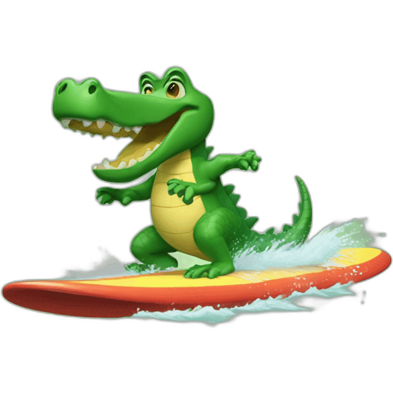 Aligator surfing emoji