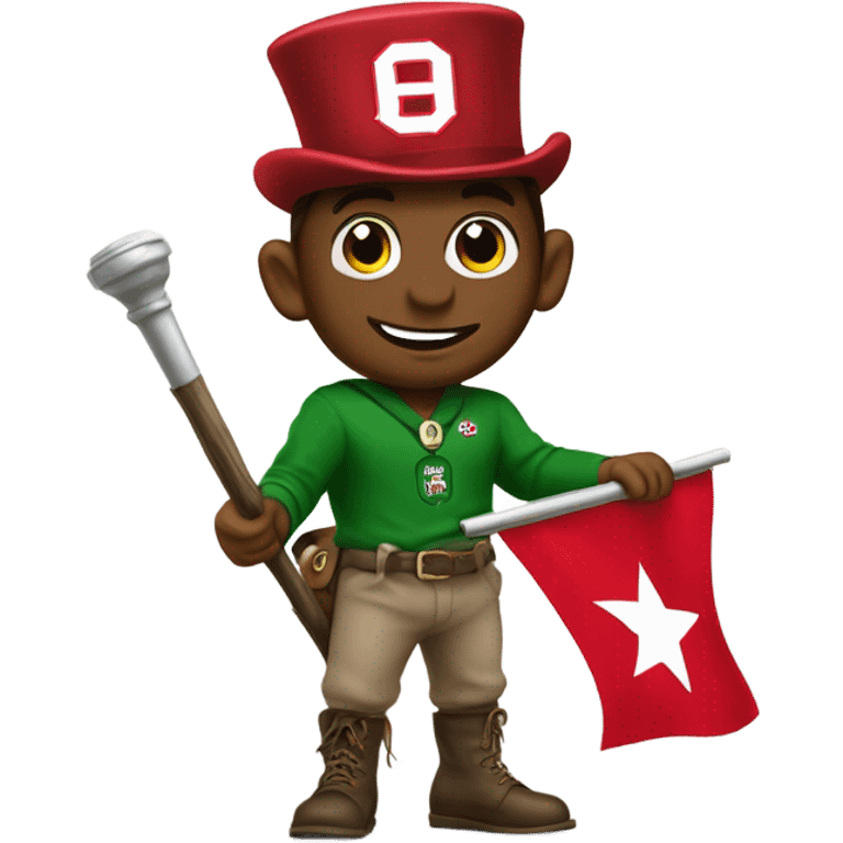 Buckeye holding Ohio state flag on top of a leprechaun  emoji