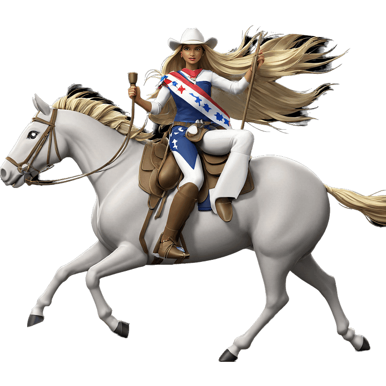 girl riding horse with flag emoji