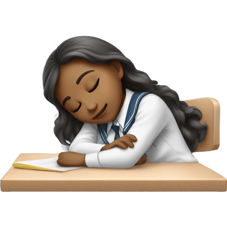 angelic school girl sleeping on desk in uniform emoji