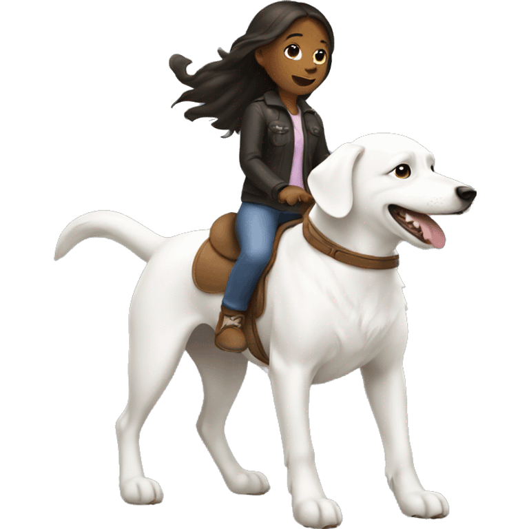 Girl riding a white dog emoji