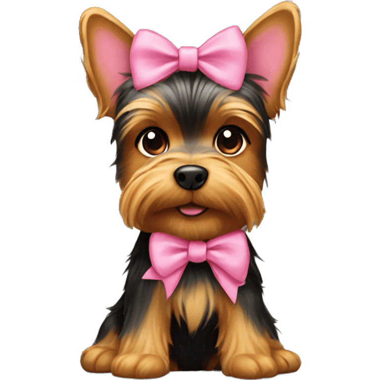 A Yorkie pooh with a pink bow  emoji