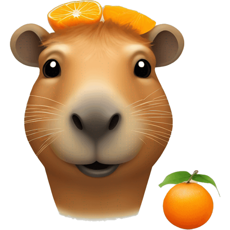 Capybara with a tangerine on its head  emoji