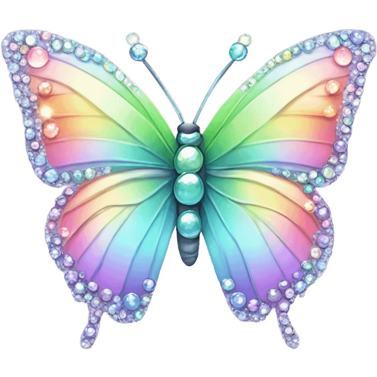 Kawaii pastel rainbow bedazzled butterfly emoji