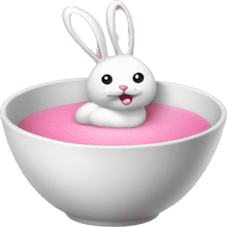 Habbit with bowl pink emoji