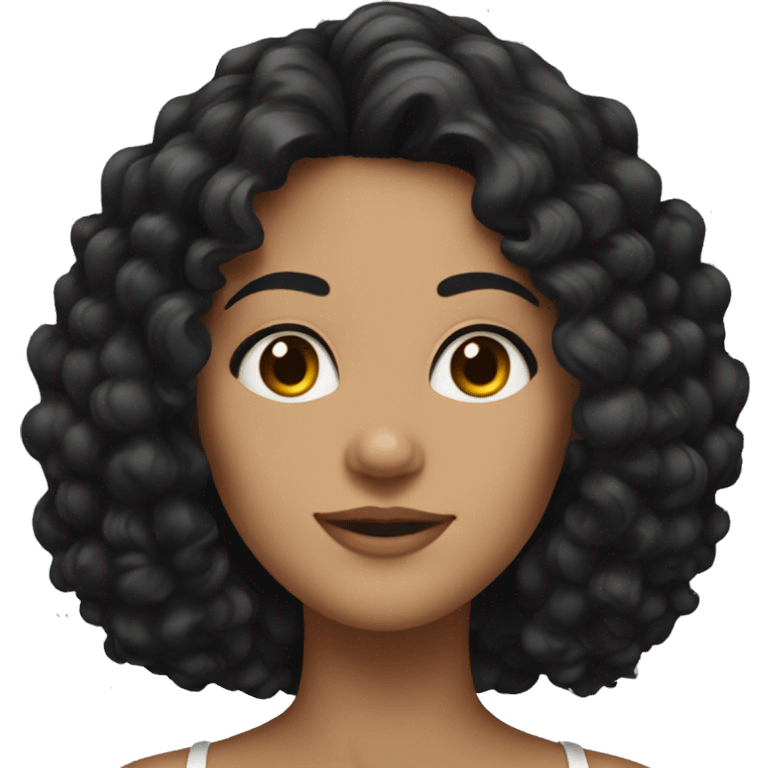 Head, Tan skin woman, thick curly black hair , dark eyes emoji