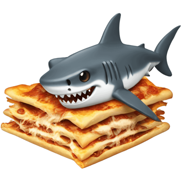 Shark eating lasagna emoji