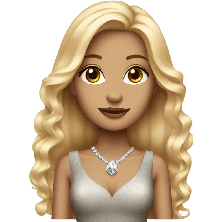 glam rich girl with diamonds with blonde long hair realistic  emoji