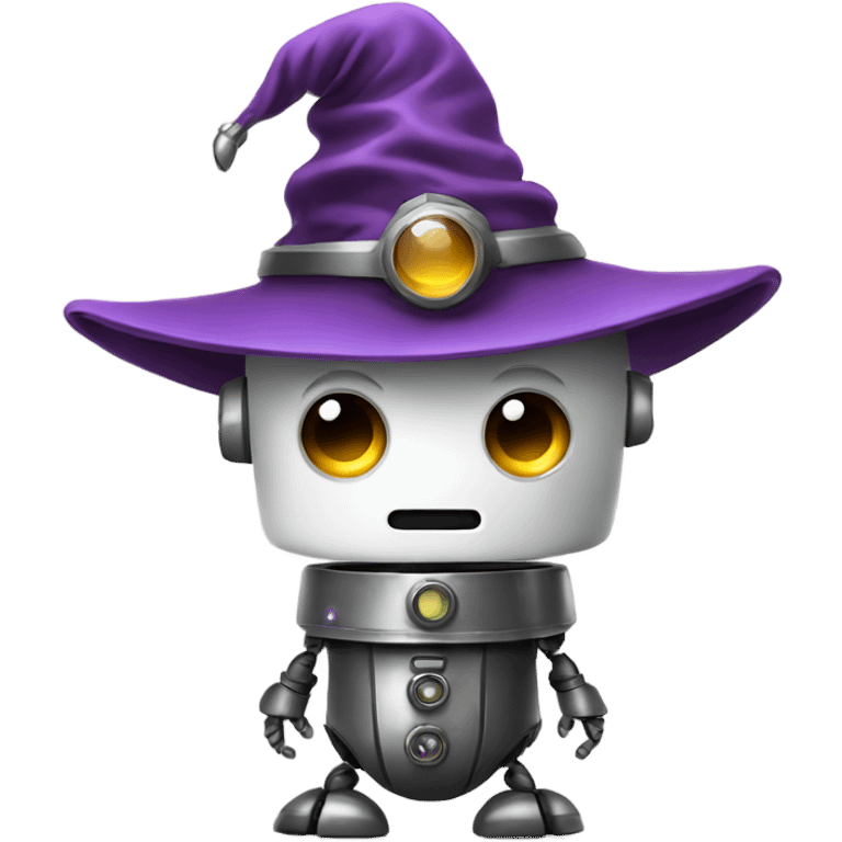 cute robot in a wizard's hat emoji