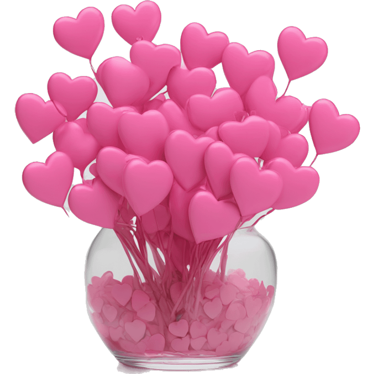 10000000 huge pink hearts on stems in a clear glass vase emoji