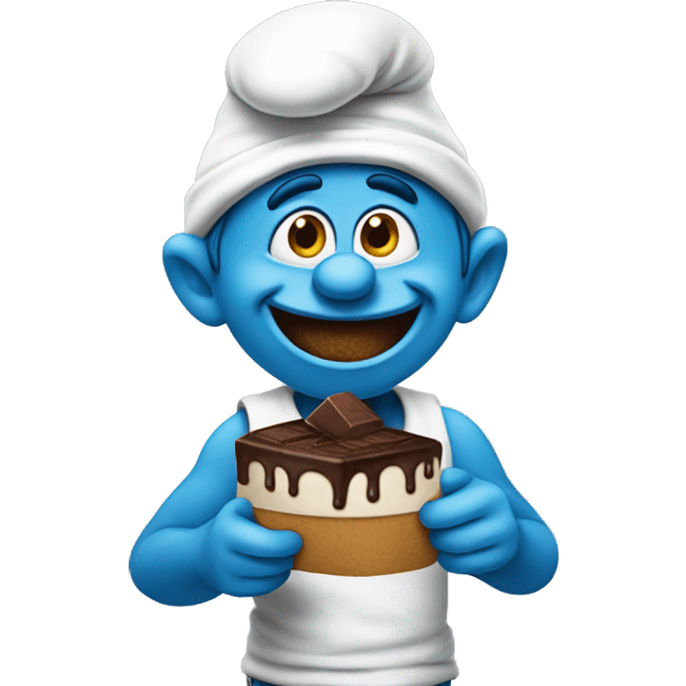 Smurf eating chocolate emoji