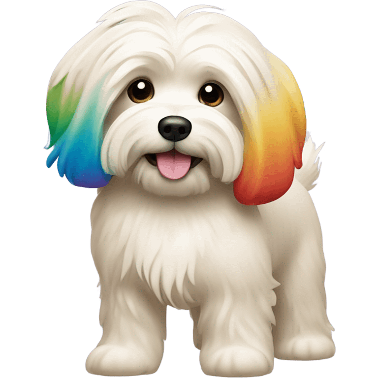 Cream colored havanese with RAINBOW TAIL only emoji