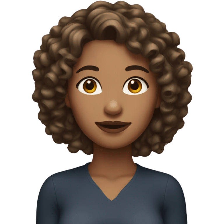 woman with curly brunette hair emoji