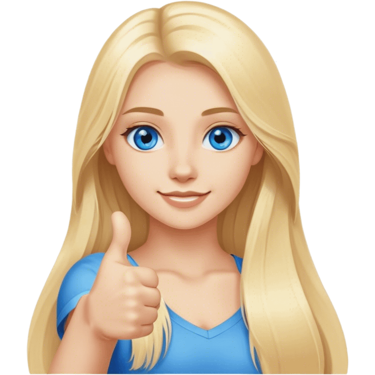 Pretty Blonde with long hair model, blue eyes Thumbs up emoji