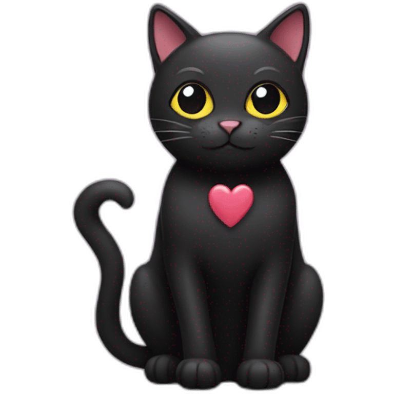 Black cat with hearts instead of eyes emoji