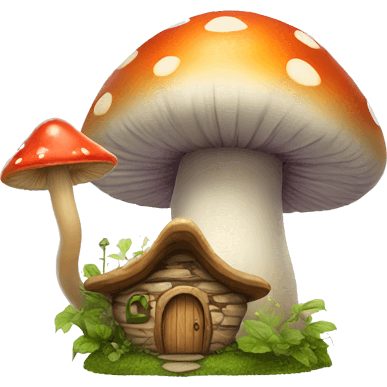 Fairy next to mushroom home  emoji