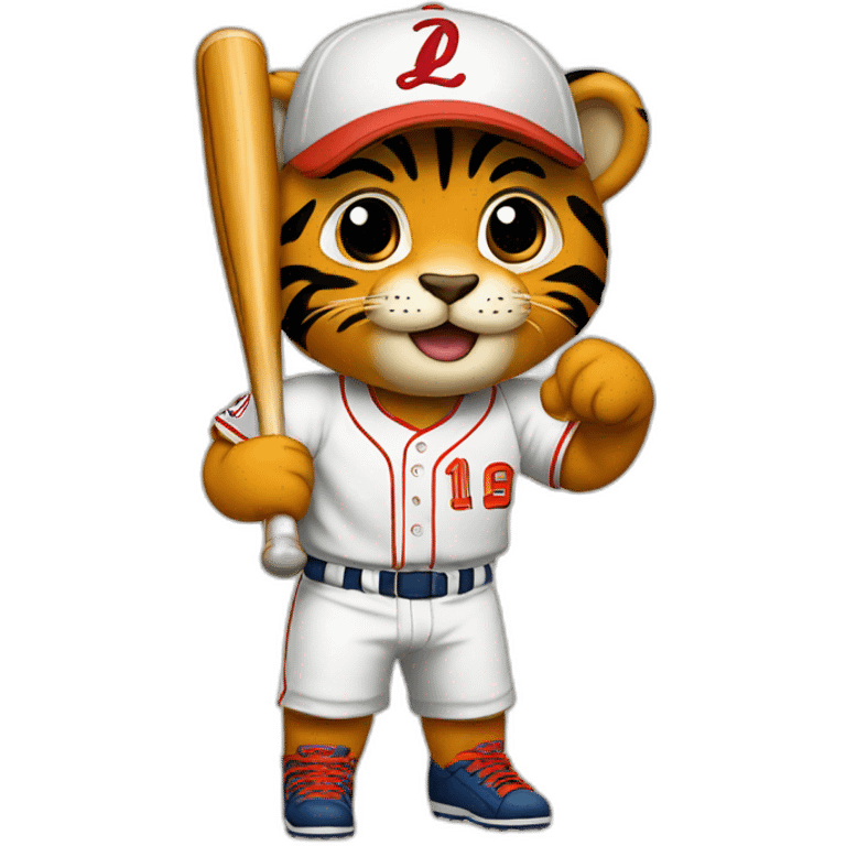 Tigre con camiseta de beisbol y la letra L emoji