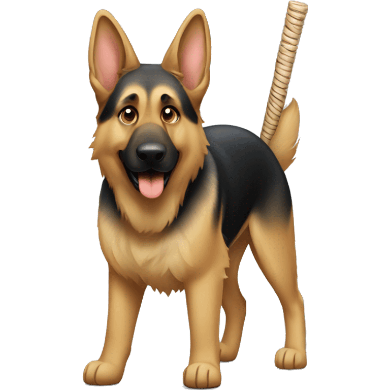 German shepherd with stick emoji