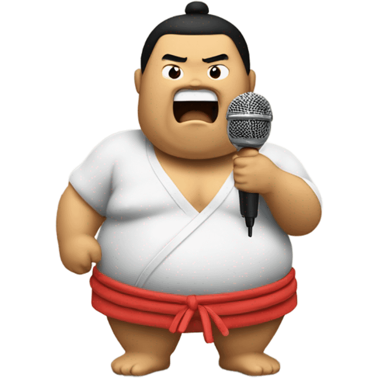 Sumo wrestler singing into microphone emoji