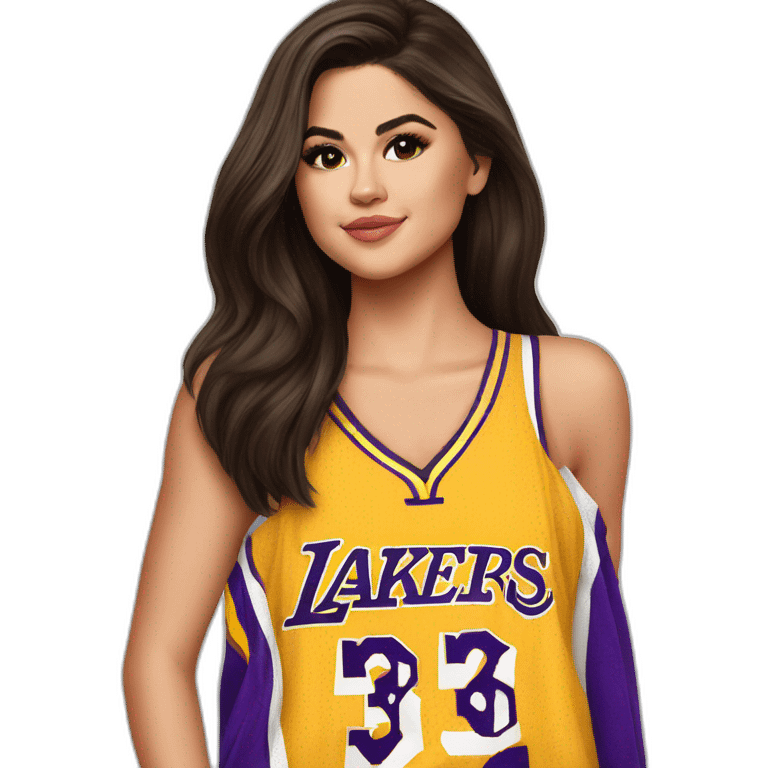 selena gomez wearing lakers jersey emoji