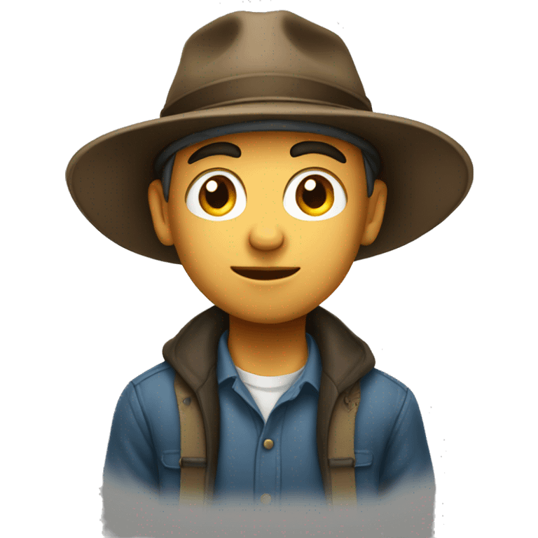 boy in hat gazing forward emoji