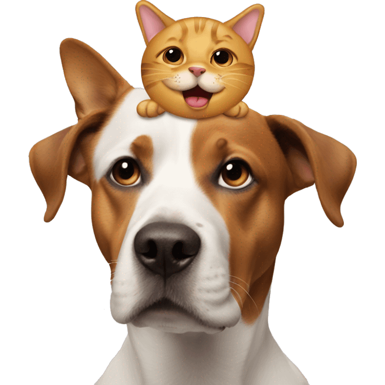 Dog with cat on head emoji