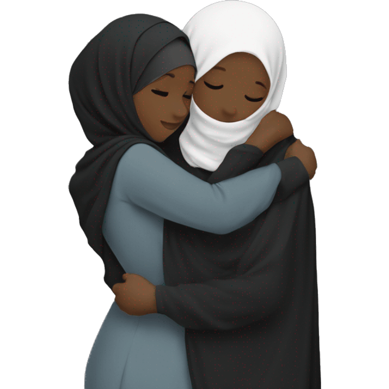 Black Hijabi hugging hijabi no faces emoji