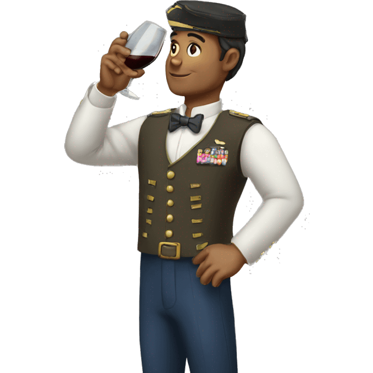 please make a man saluting while drinking a glass of wine emoji