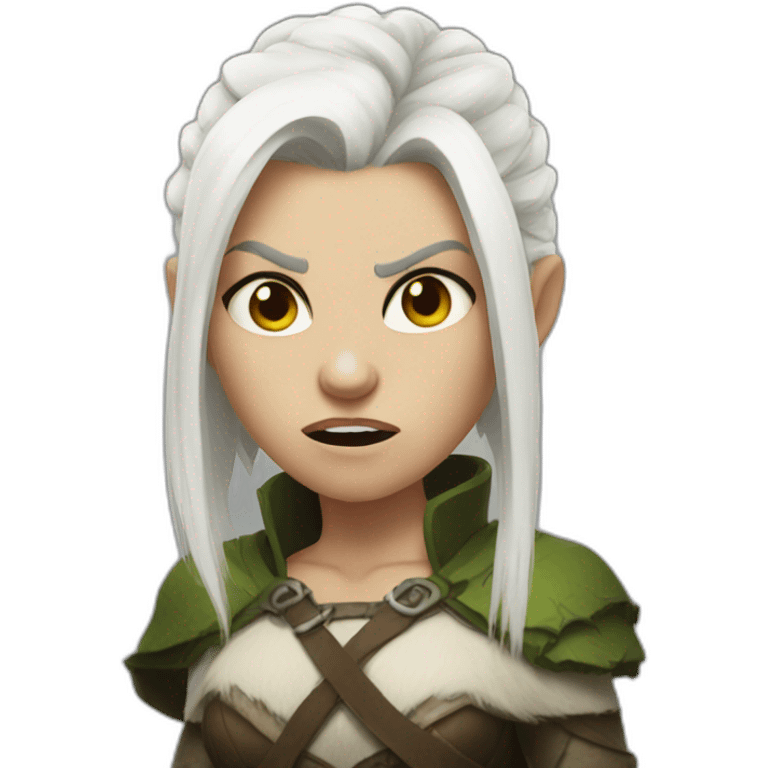 Orc girl with short white hair is angry emoji