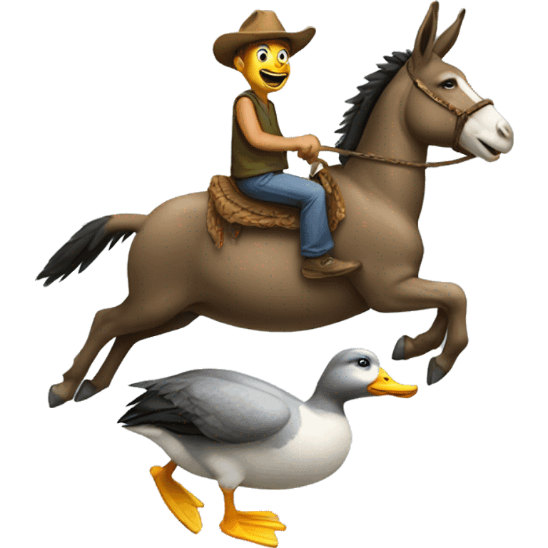 Donkey riding a duck emoji