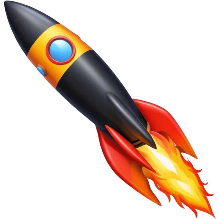 driving fine black rocket with fire color france emoji