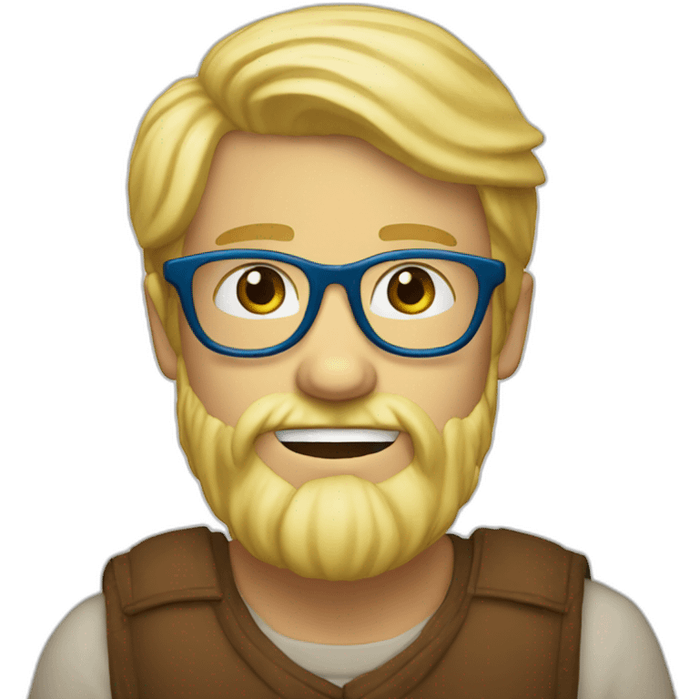 Blond man blue eye glasses beard eating hazelnut emoji