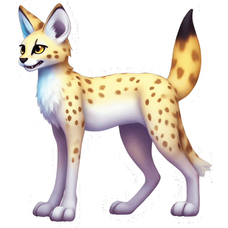 Cute Kawaii Epic Ethereal Sparkly Colorful Sergal-Serval-Vernid full body emoji