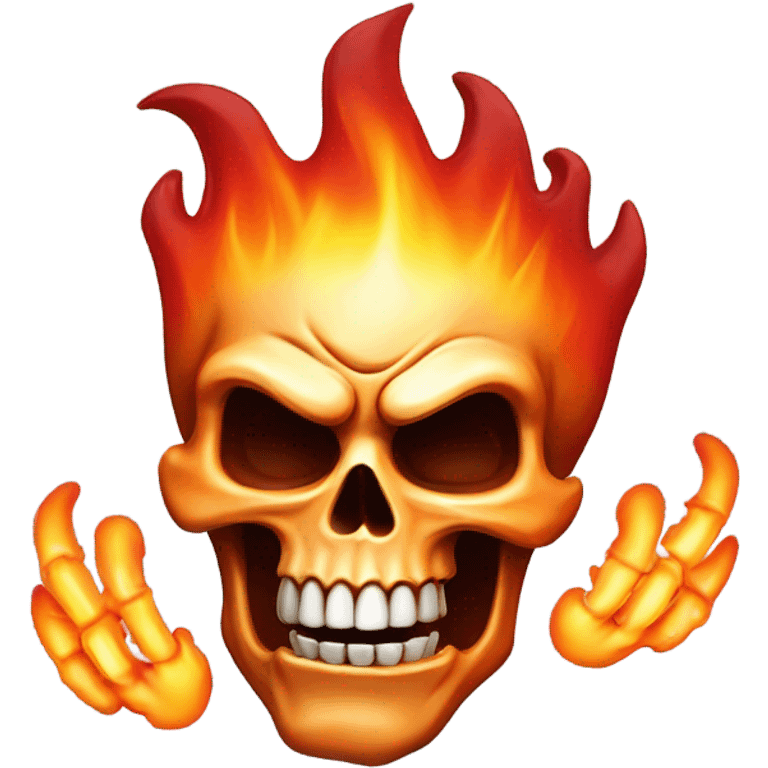 Flaming skull flipping the middle finger while smoking a cigar emoji